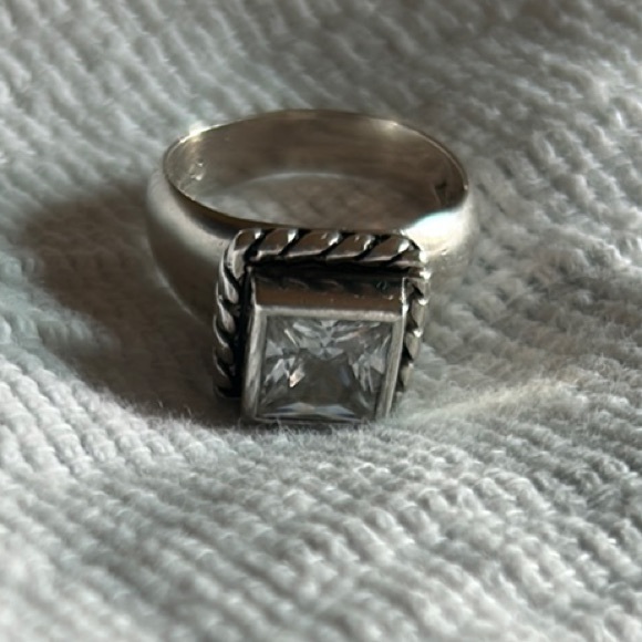 Silpada Elizabeth 925 Sterling Silver CZ Square Ring Size 6.5 R0836